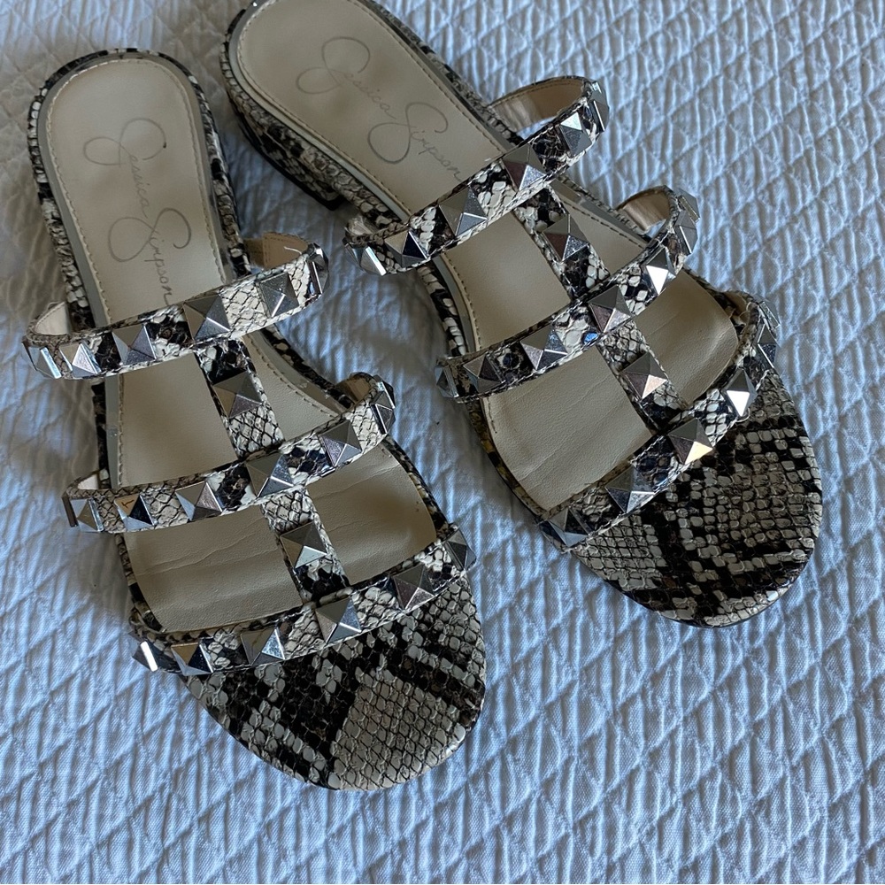 Jessica Simpson snake print studded sandals